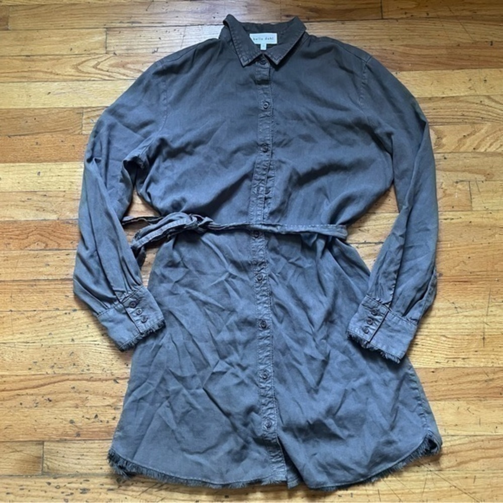 Bella Dahl Brown Raw Hem Shirt Dress Size Medium